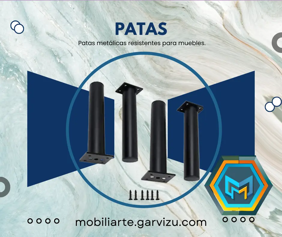 Pata Redonda Ajustable  de 30MM*10CM DE Alto Negro